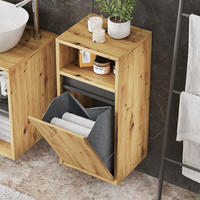 BADSCHRANK Viola Artisan/Grau 38 x 80 cm mit Wäschkorb - Hellgrau/Grau, Holzwerkstoff (38/80/33cm) - Vicco