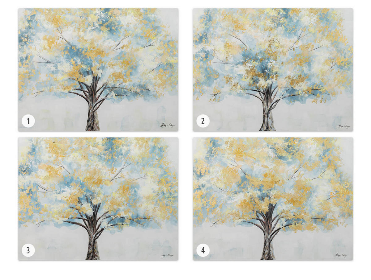 ACRYLBILD HANDGEMALT 100/75 cm - Türkis/Goldfarben, Holz/Textil (100/75cm) - KUNSTLOFT