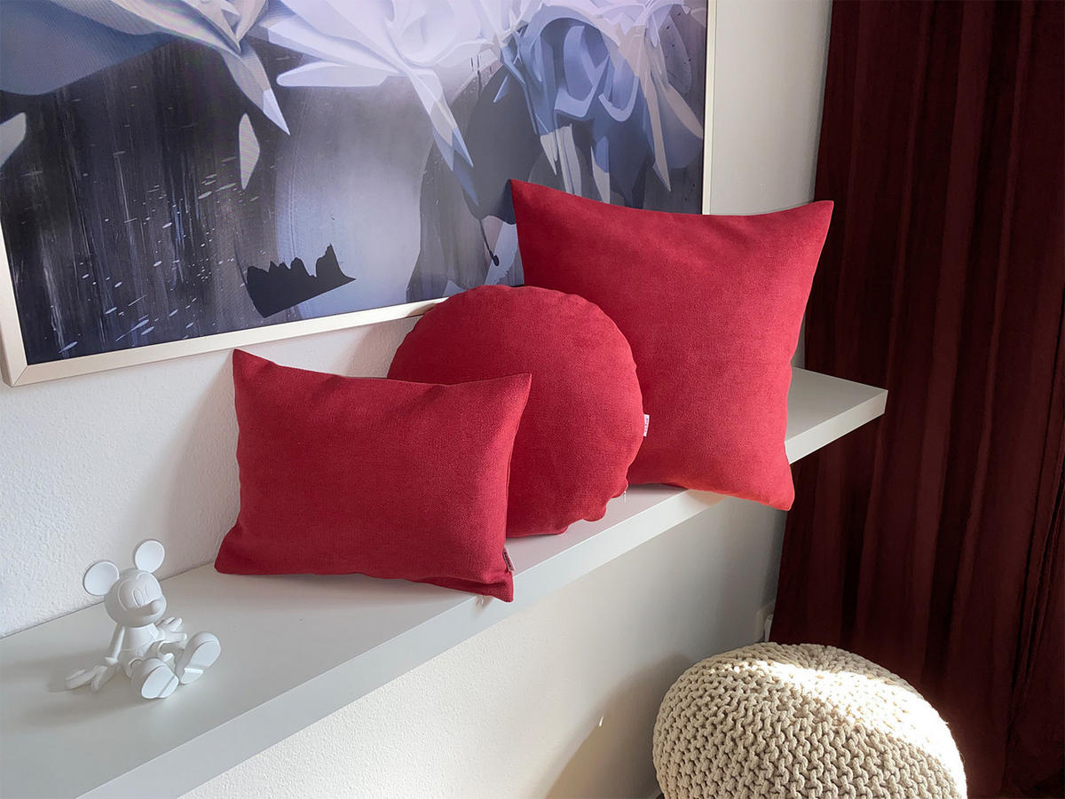 MITTELDECKE FarbTon Chenille-Haptik himbeer-rot 80/80 cm - Rot, Textil (80/80cm) - beties Heimtextil