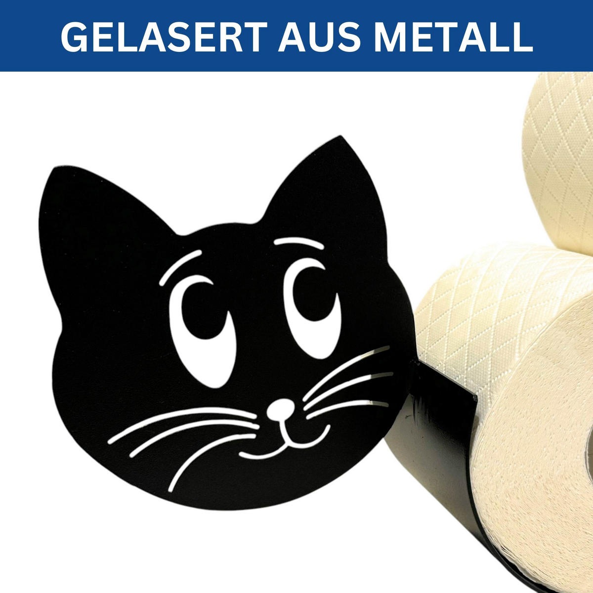 TOILETTENPAPIERHALTER Katze Schwarz Metall - Schwarz, Metall (57/35/10cm) - DanDiBo