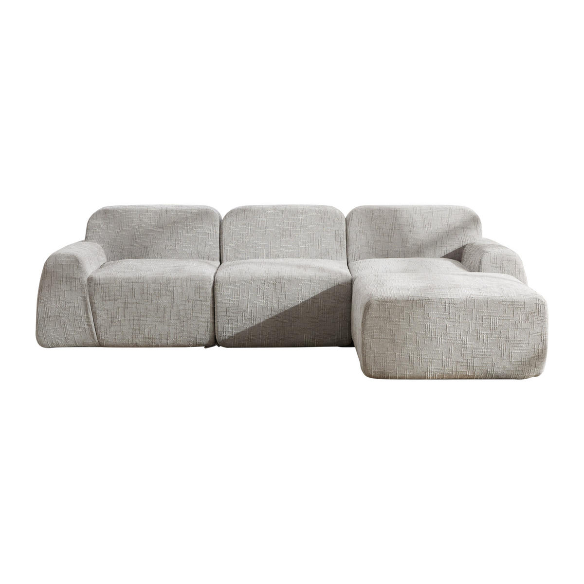 ECKSOFA 269.5/182.5/73 cm Grau mit beweglicher Fußhocker - Grau, Textil (182.5/269.5cm) - Oxeza