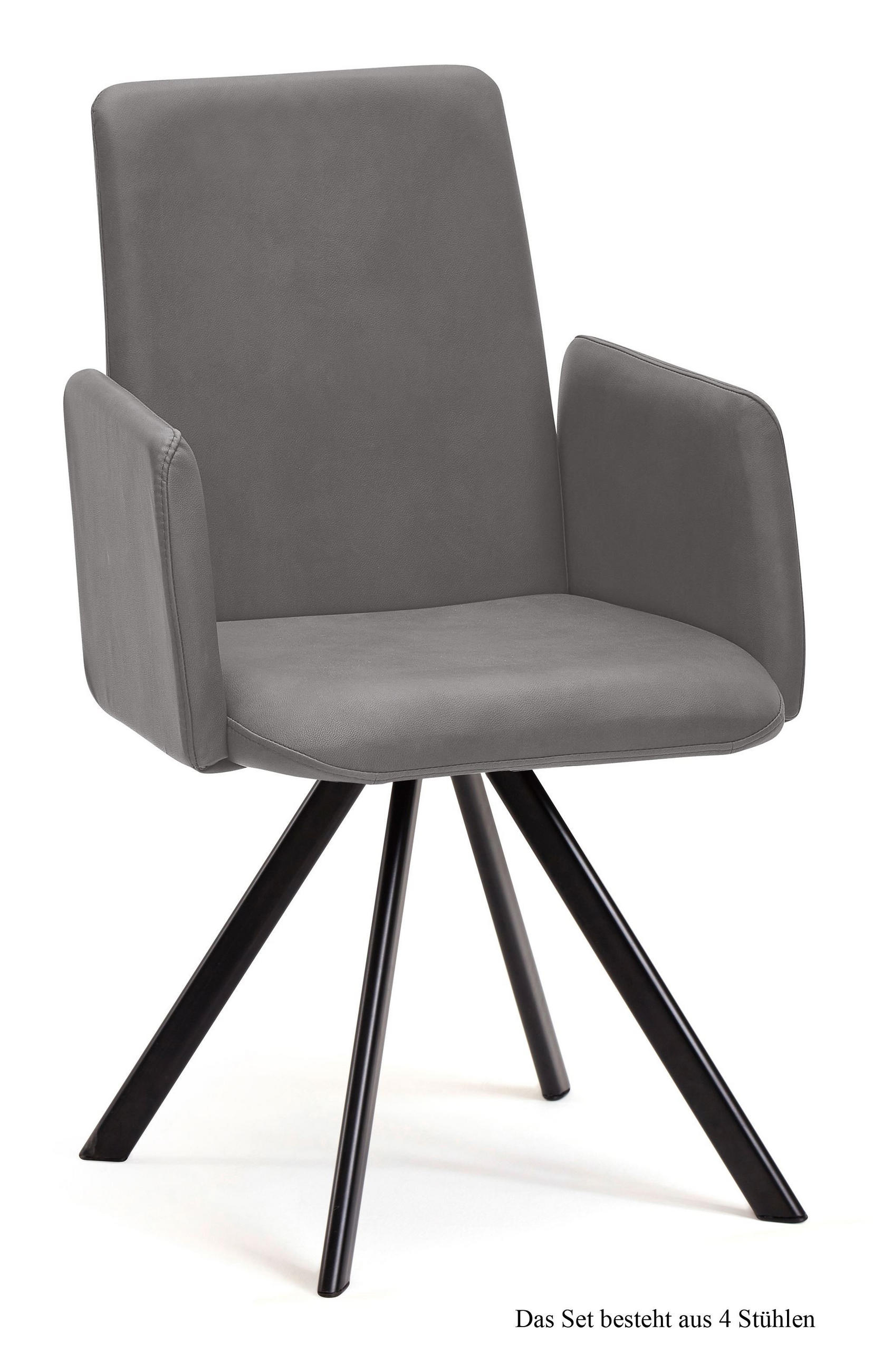 ARMLEHNSTUHL (4er-Set) Daune 52x92x60 Schwarz/Grau - Schwarz/Grau, Kunststoff (60/92/52cm) - 58aufmkessel