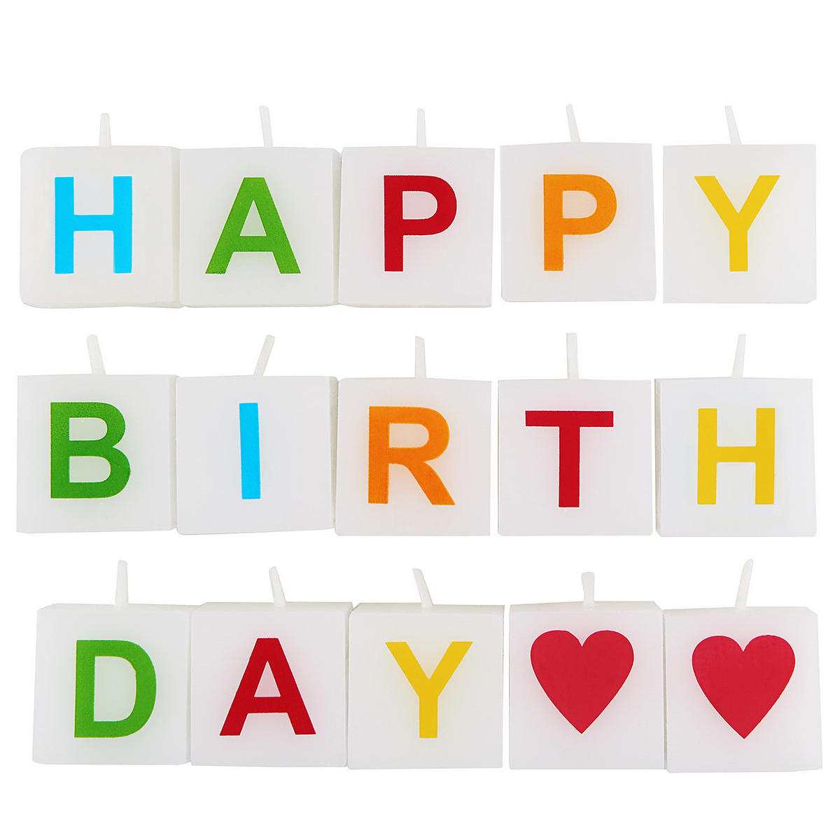 KERZEN-SET (15-teilig) Love Letters - Multicolor, Paraffin (3.2/10/16cm) - Butlers