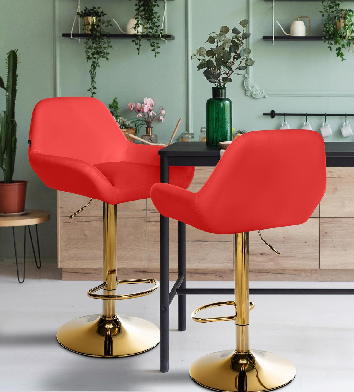 BARHOCKER Braga Gaslift 89-109 cm Rot - Rot, Leder (51/89/52cm) - furnicato