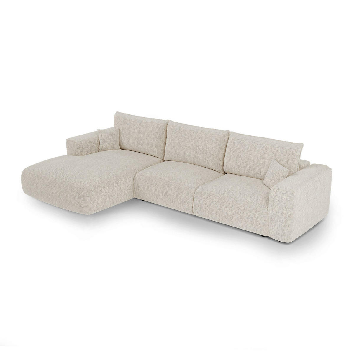 LINKSECK-SCHLAFSOFA mit Stauraum COMO Kettgewebe mit weichem Griff Creme 297cm - Creme, Textil (297/167cm) - Premium Interiors