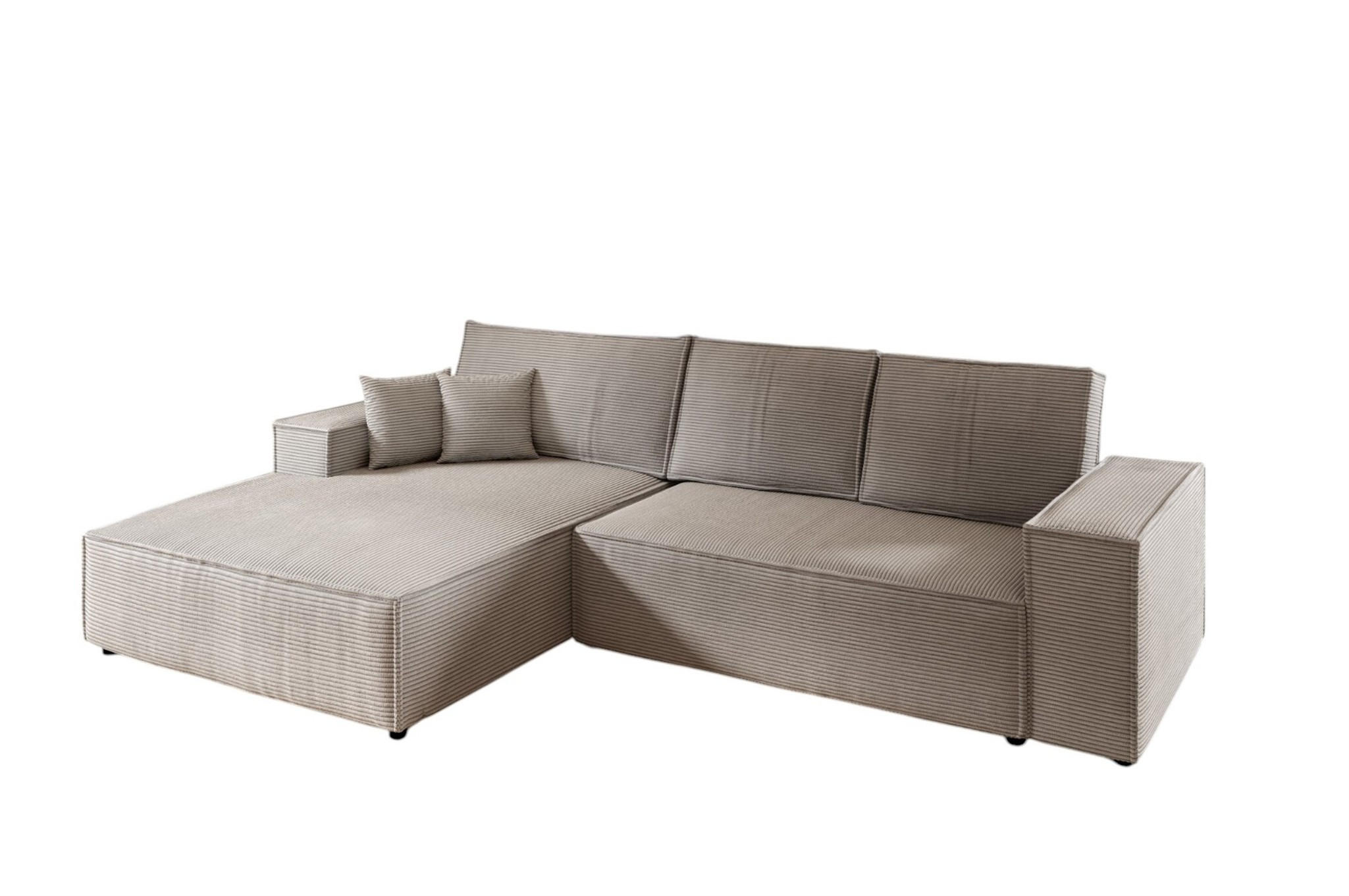ECKSOFA Corunia In Poso - Hellbraun, Holzwerkstoff/Textil (294/185cm) - Fun Möbel