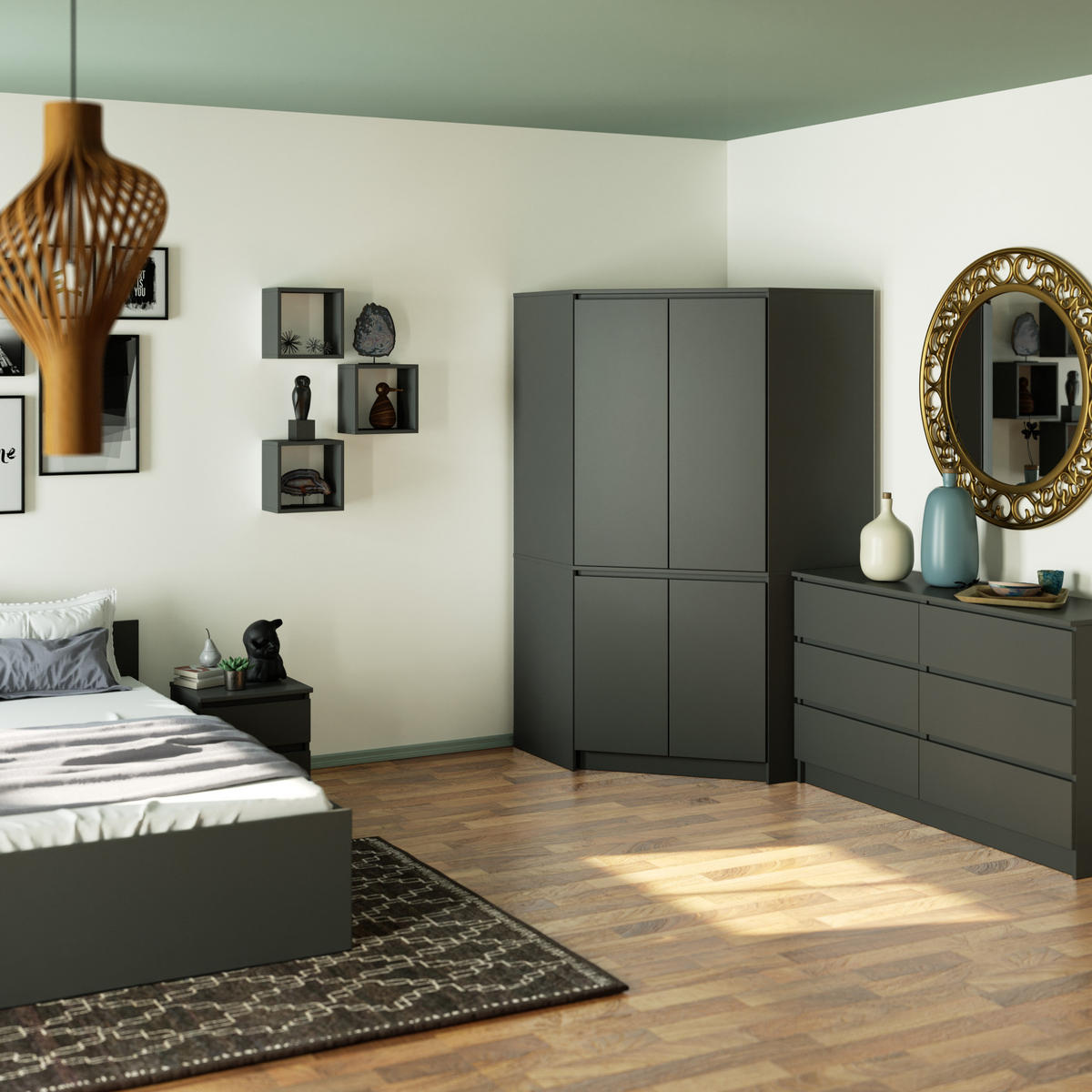 KLEIDERSCHRANK Graphit Grau 180/100/50 - Grau, Holzwerkstoff (100/180/50cm) - RAUMHIRSCH FURNITURE