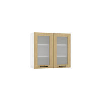 GLASHÄNGESCHRANK WS80 P/L - Dnoria - Elegante Wandlösung - Eiche Artisan, Holz/Metall (80/72/30cm) - ROYAL24_MARKT