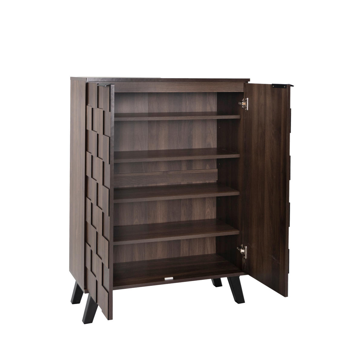 SCHUHSCHRANK 80cm 5 Fächer Holzmaserung verstellbar modern - Naturfarben, Holzwerkstoff (35.5/110/80cm) - FLIEKS