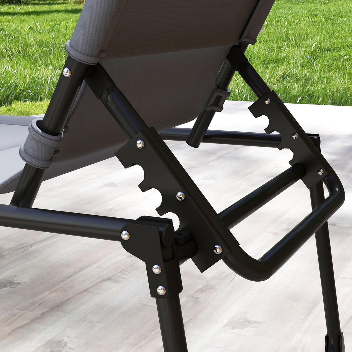 SONNENLIEGE 2er-Set DE-15617 klappbar, mit verstellbarem Sonnendach Grau - Grau, Metall (200/45/70cm) - ComfortXL