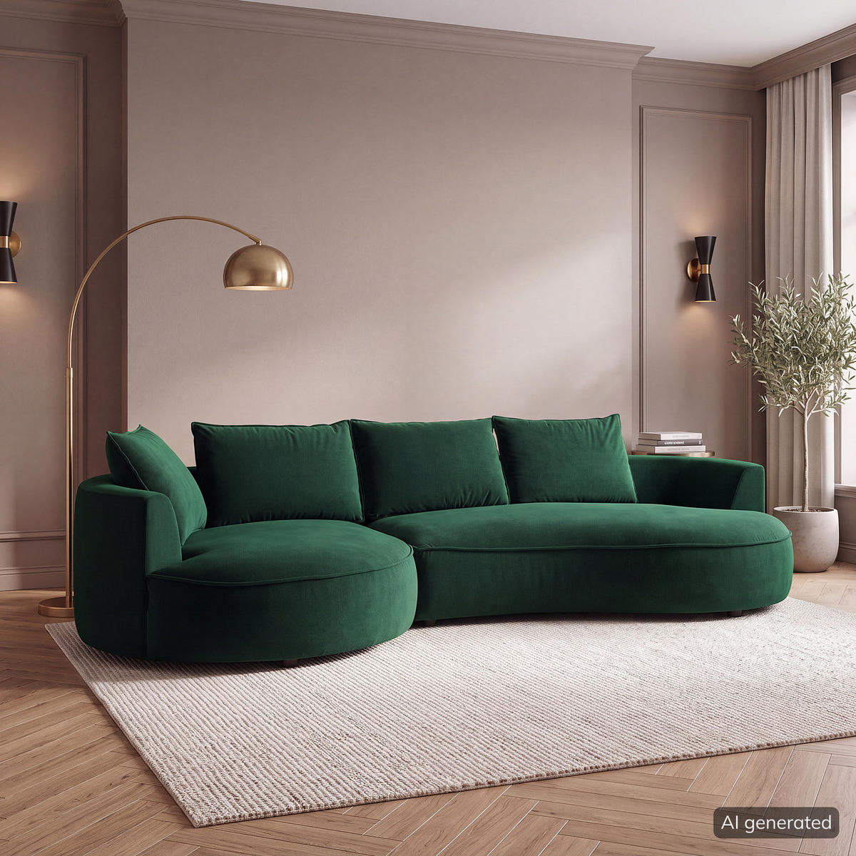 BIGSOFA - Dunkelgrün, Naturmaterialien/Kunststoff (322/82/154cm) - home24