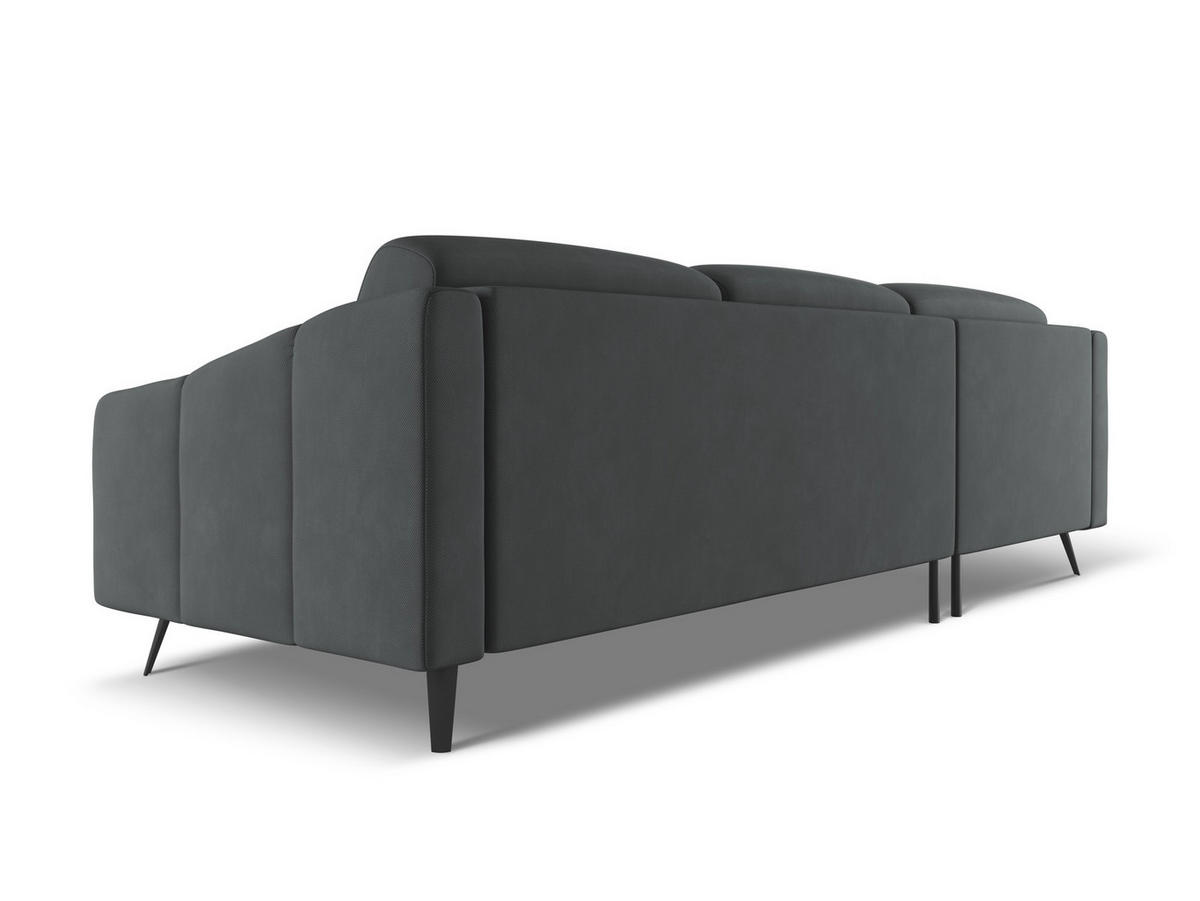 ECKSOFA Links Chenille Stoff Grau - Schwarz/Graphitfarben, Textil/Metall (160/264cm) - Makamii