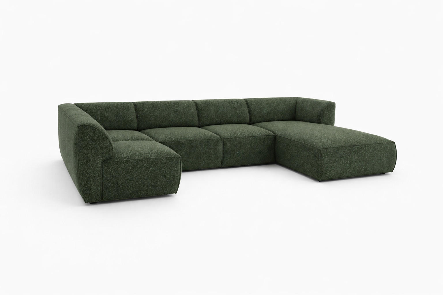 WOHNLANDSCHAFT MOVO - modulares Ecksofa grün – modernes Design und flexible Gestaltung, rechts - Dunkelgrün/Bordeaux, Kunststoff/Textil (156/78/345cm) - KS Home Concept