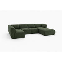 WOHNLANDSCHAFT MOVO - modulares Ecksofa grün – modernes Design und flexible Gestaltung, rechts - Dunkelgrün/Bordeaux, Kunststoff/Textil (156/78/345cm) - KS Home Concept