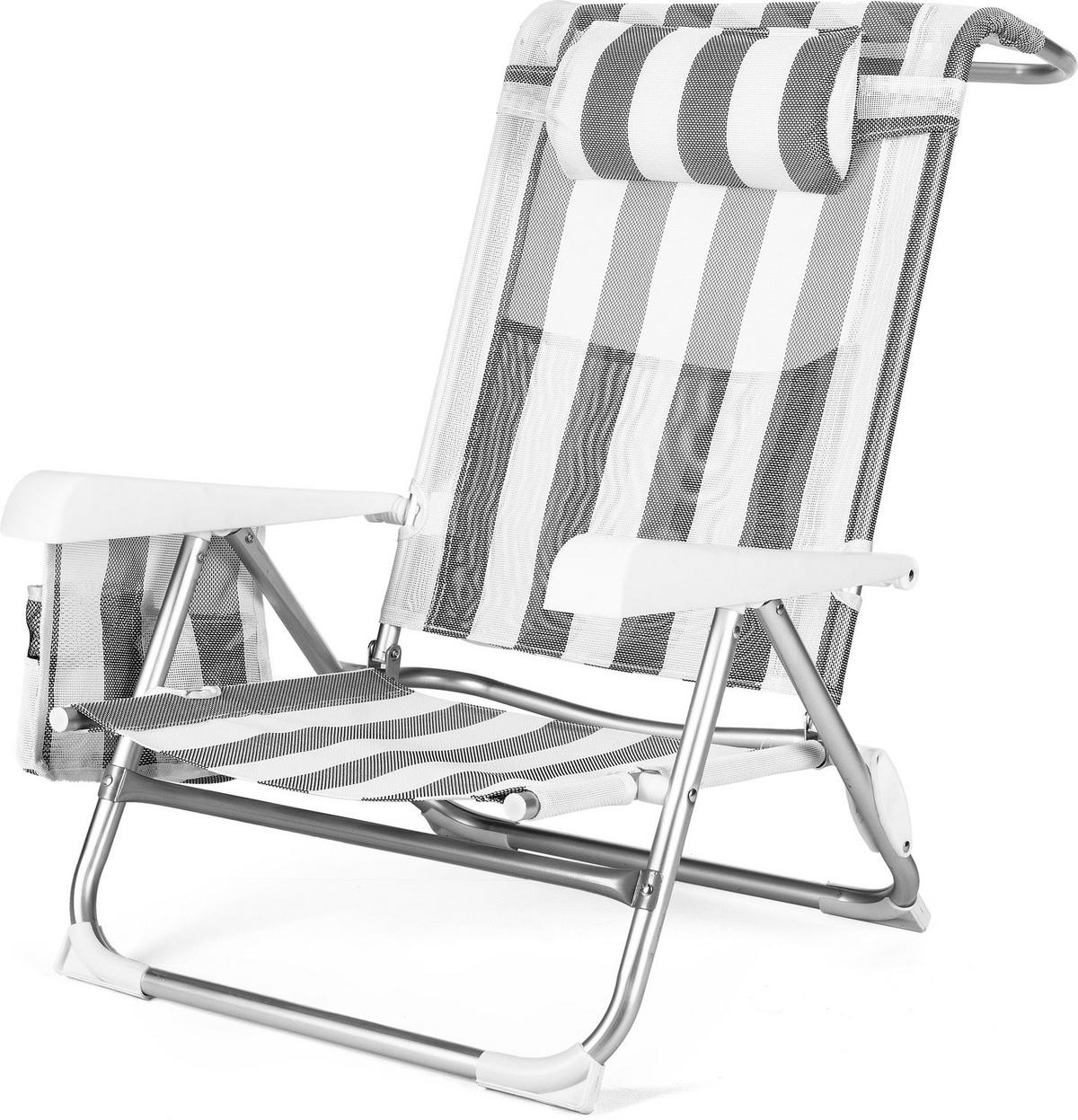 GARTEN-RELAXSESSEL 2-in-1 Sessel/Liege, bis 120 kg - Grau, Textil/Metall (58/41/101cm)