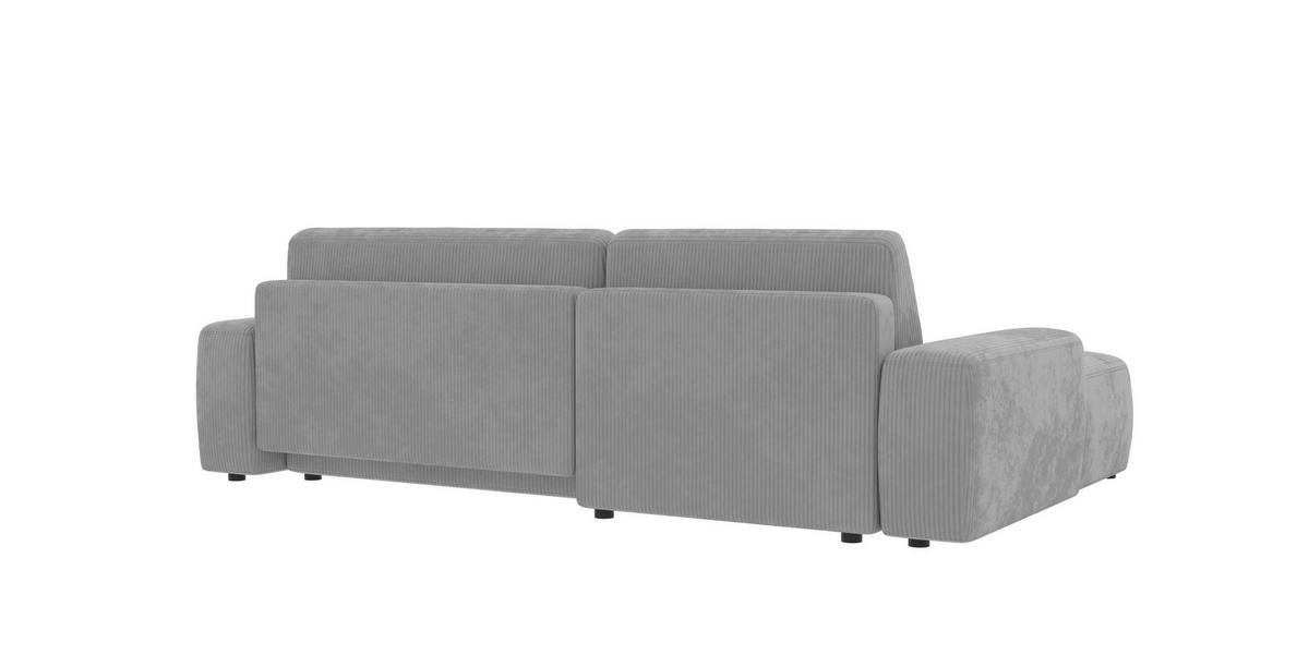 ECKSOFA Nancy Hellgrau Cord - Hellgrau/Schwarz, Holz/Kunststoff (264/162cm) - S-Style Möbel