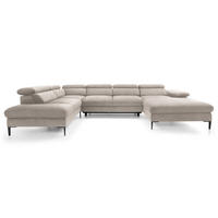 ECKSOFA U-Form 350 cm Amaro M mit Schlaffunktion, Rechts, Beige - Beige, Holz (353/214cm) - Emporius