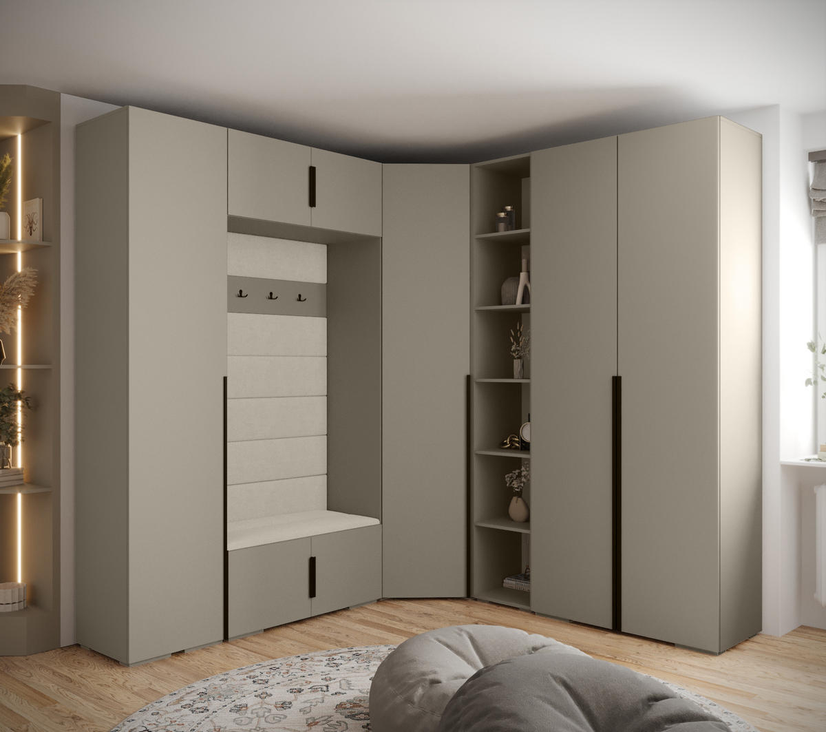 GARDEROBEN-SET 236,7/231,7/47 - Kaschmir/Beige, Holz/Kunststoff (181.7/236.7/47cm) - Abiks Möbel