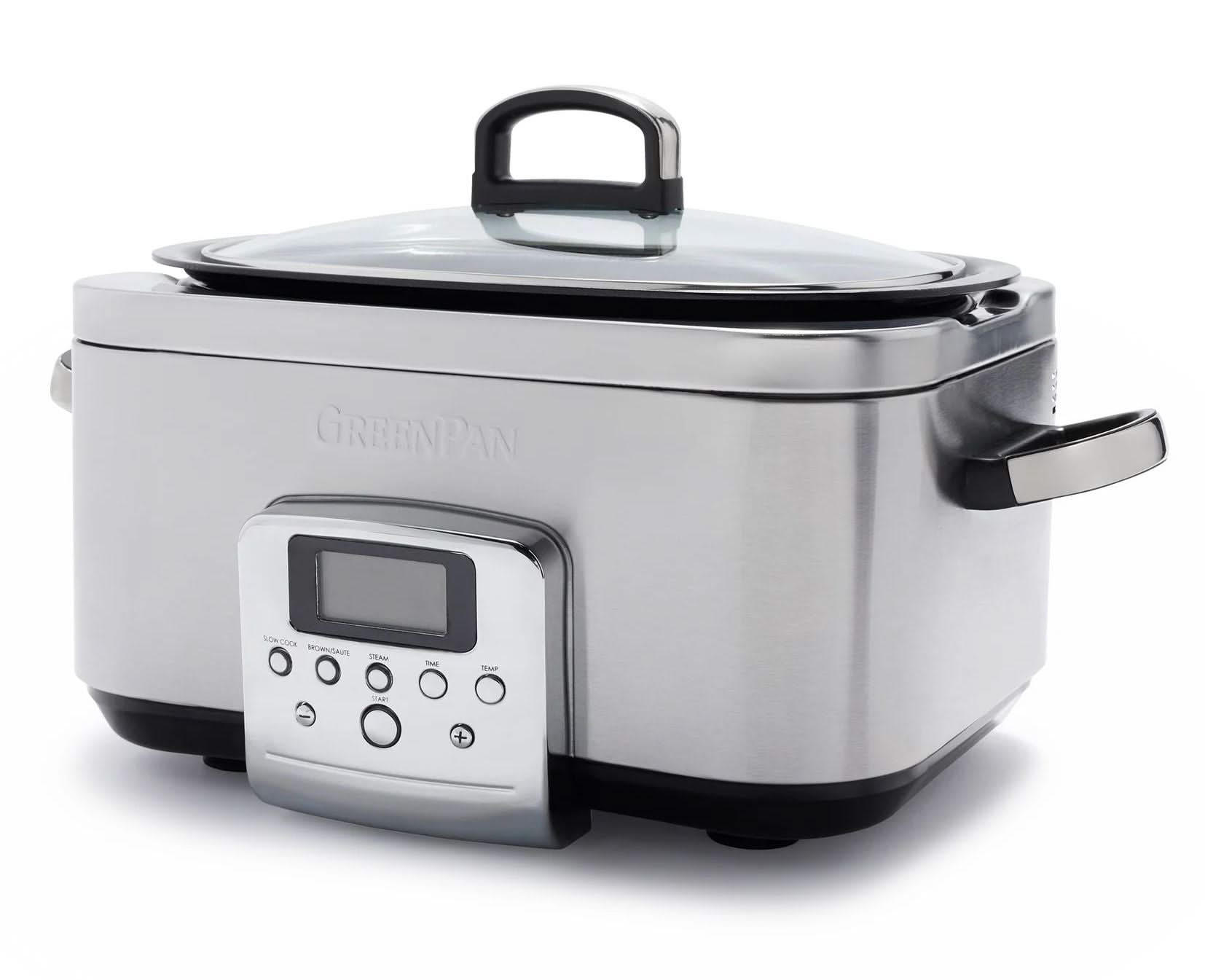 SLOWCOOKER - 6.0 Liter - Edelstahl - Keramische Antihaftbeschichtung - Silberfarben, Metall (6L)