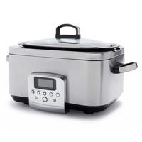 SLOWCOOKER - 6.0 Liter - Edelstahl - Keramische Antihaftbeschichtung - Silberfarben, Metall (6L)