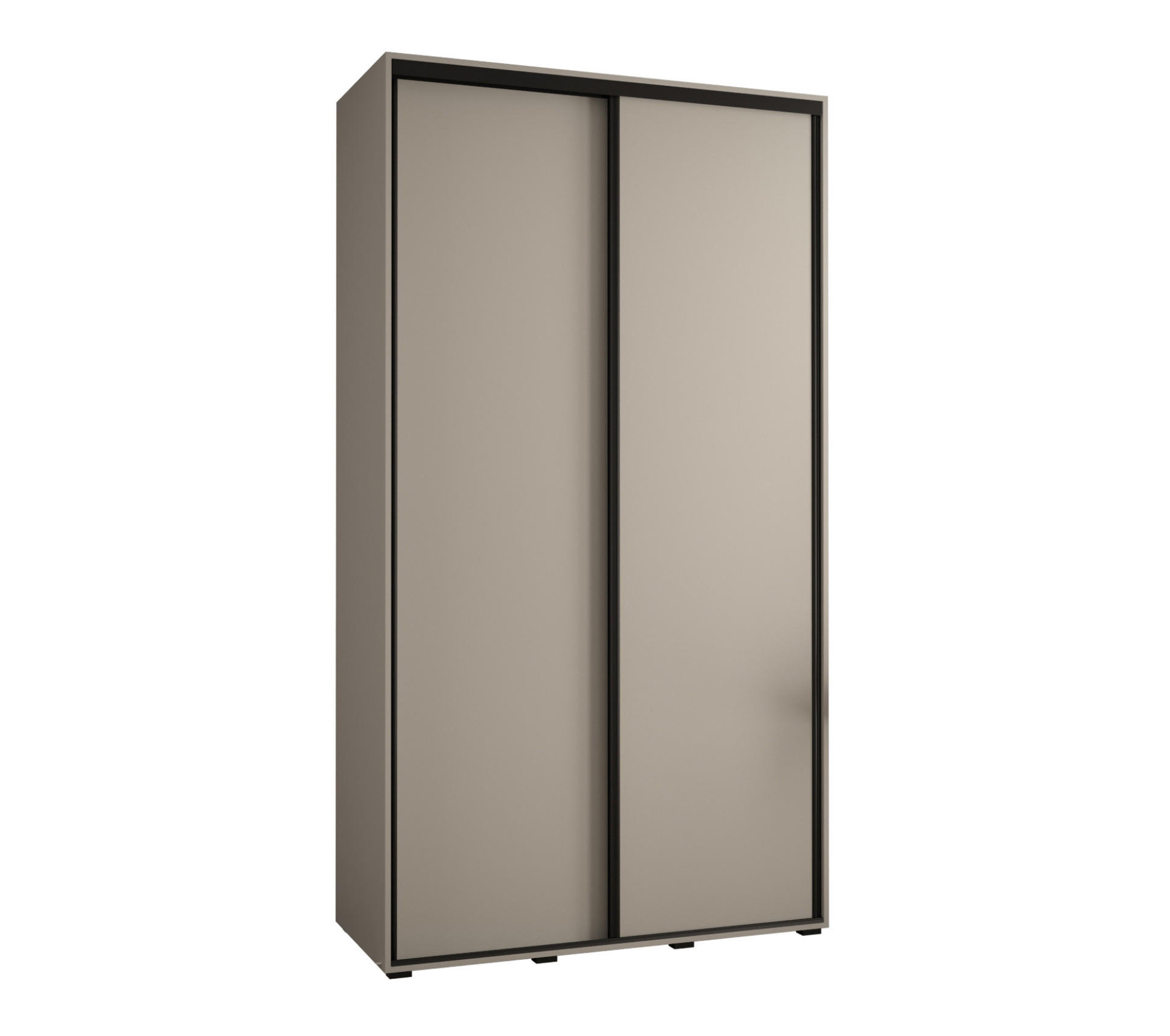 SCHWEBETÜRENSCHRANK 235,2/130/45 2-türig - Kaschmir/Schwarz, Holz/Metall (130/235.2/45cm) - MÖBEL KRYSPOL