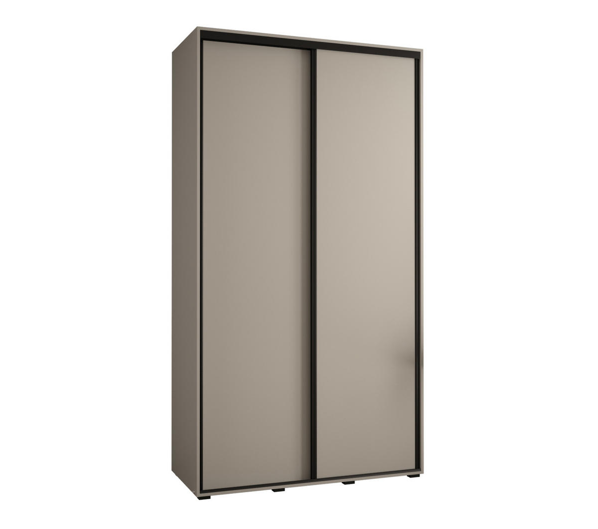 SCHWEBETÜRENSCHRANK 235,2/130/45 2-türig - Kaschmir/Schwarz, Holz/Metall (130/235.2/45cm) - MÖBEL KRYSPOL