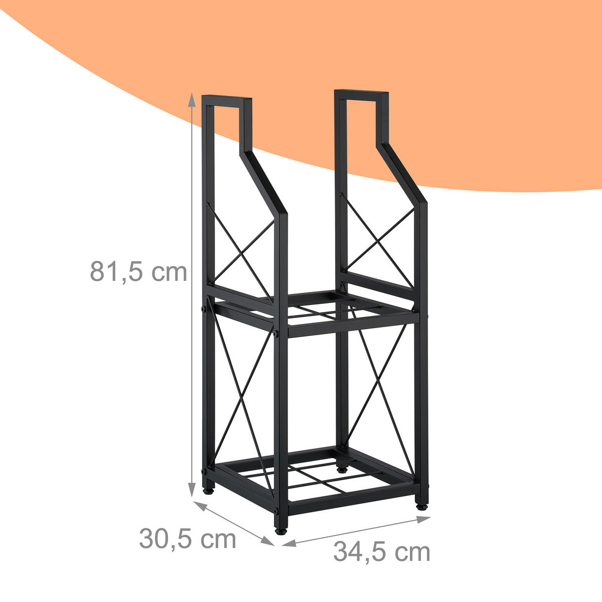 KAMINHOLZREGAL - Schwarz, Metall (34.5/81.5/30.5cm) - Relaxdays