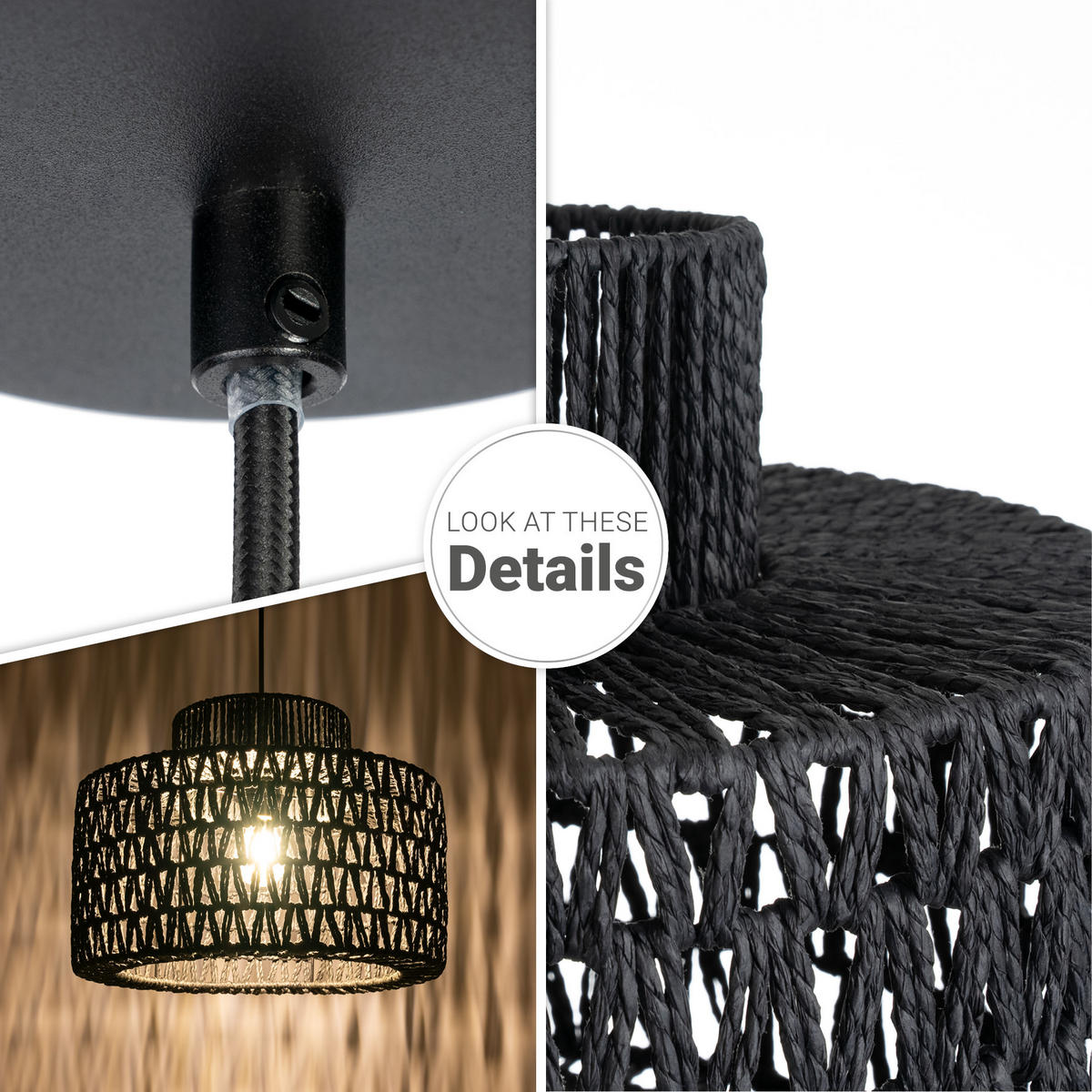 PENDELLEUCHTE Hugo Pd1 Mike - Schwarz, Metall (40/40/29cm) - Paco Home