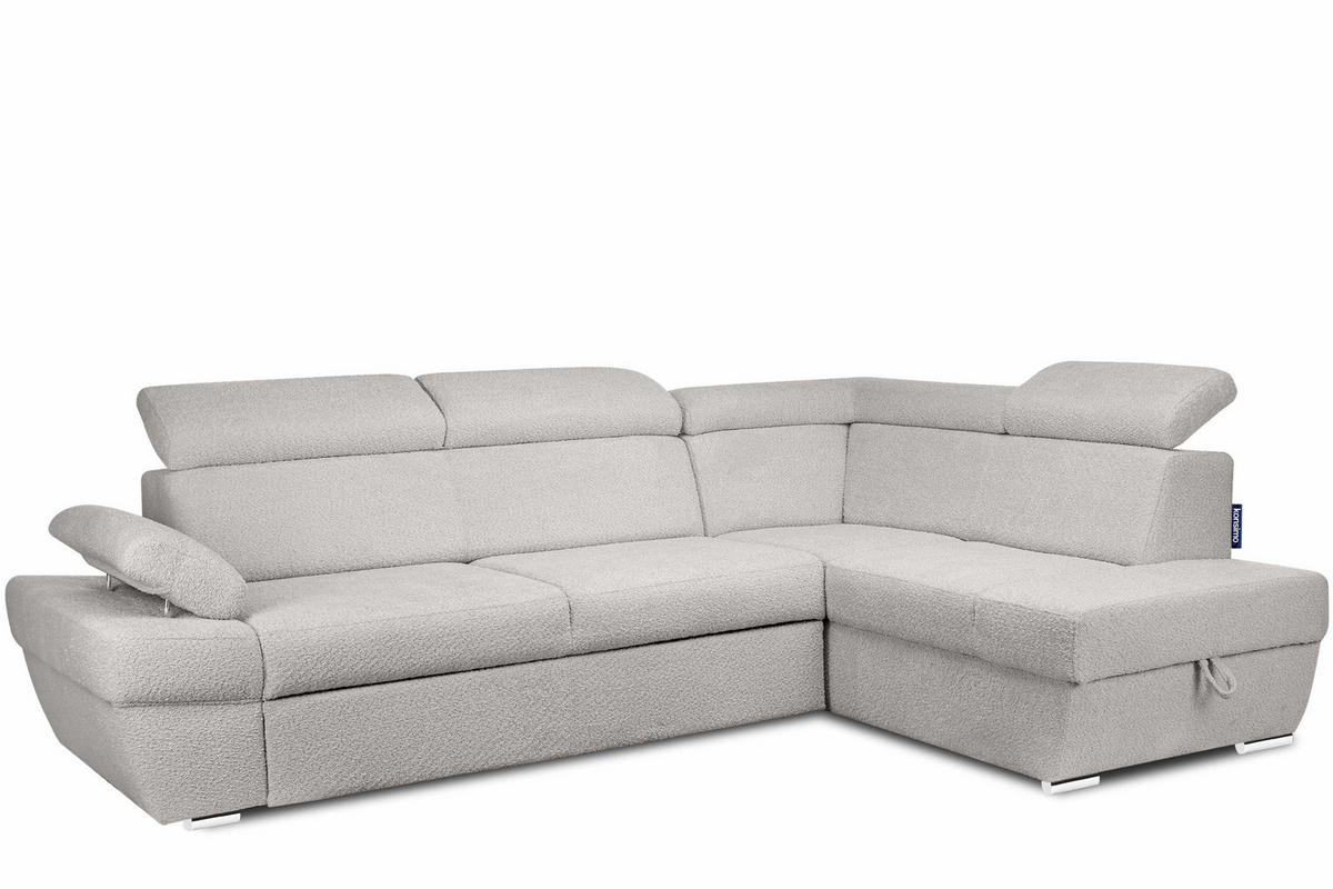 SCHLAFECKSOFA RATLO rechts 4/5-Sitzer mit Bettkasten, Braun - Silberfarben/Braun, Textil (270/190cm) - KONSIMO®
