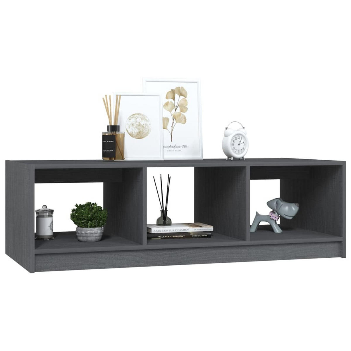 COUCHTISCH Grau 110x50x34 cm Massivholz Kiefer - Grau, Holz (110/50/34cm) - furnicato