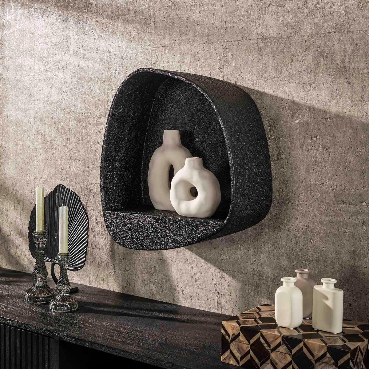 WANDREGAL Metenli Grau 21/43/48 cm - Grau, Holz (43/48/21cm) - Hoyz Collection