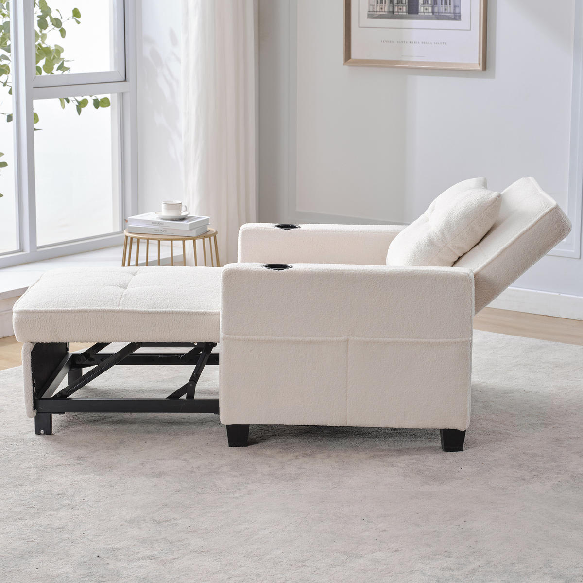 SCHLAFSESSEL 3-in-1 mit Bettfunktion Weiß 2er-Paket - Weiß, Holz (87/84/74cm) - Meubliv