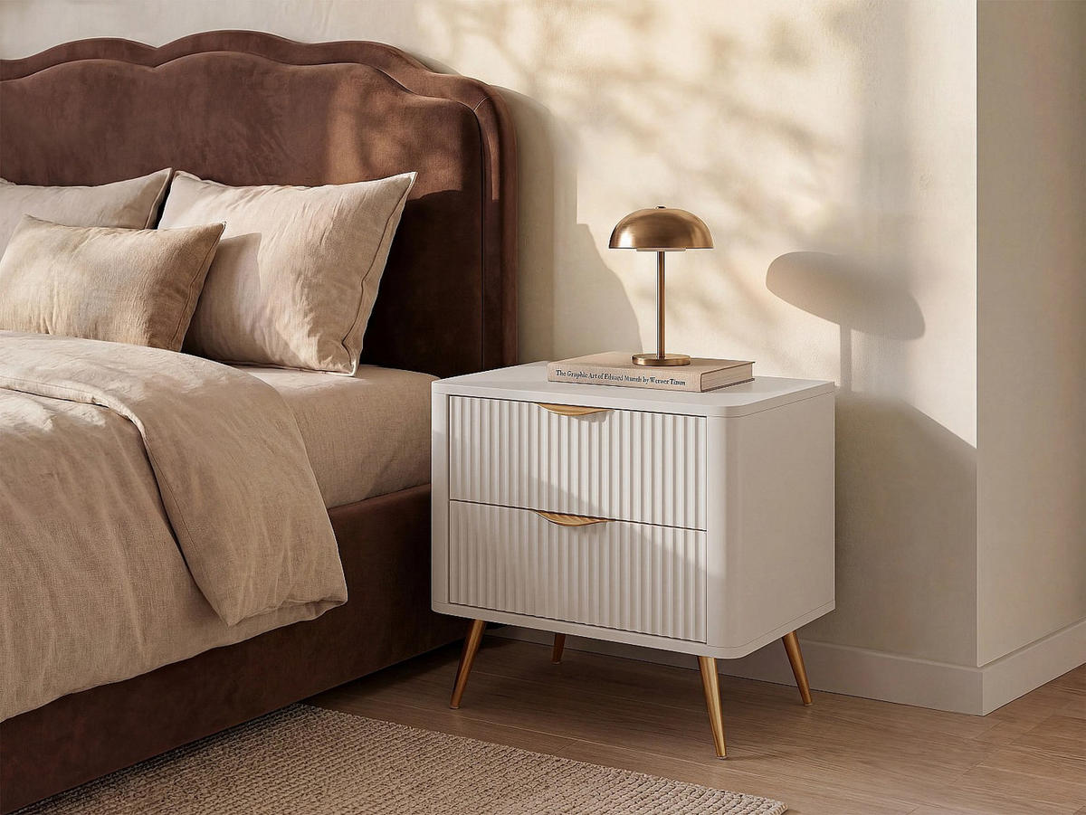NACHTTISCH - 63.2 x 38 - holz - beige Elonaria - Beige, Holz/Metall (63.2/55.3/38cm) - Vente-Unique