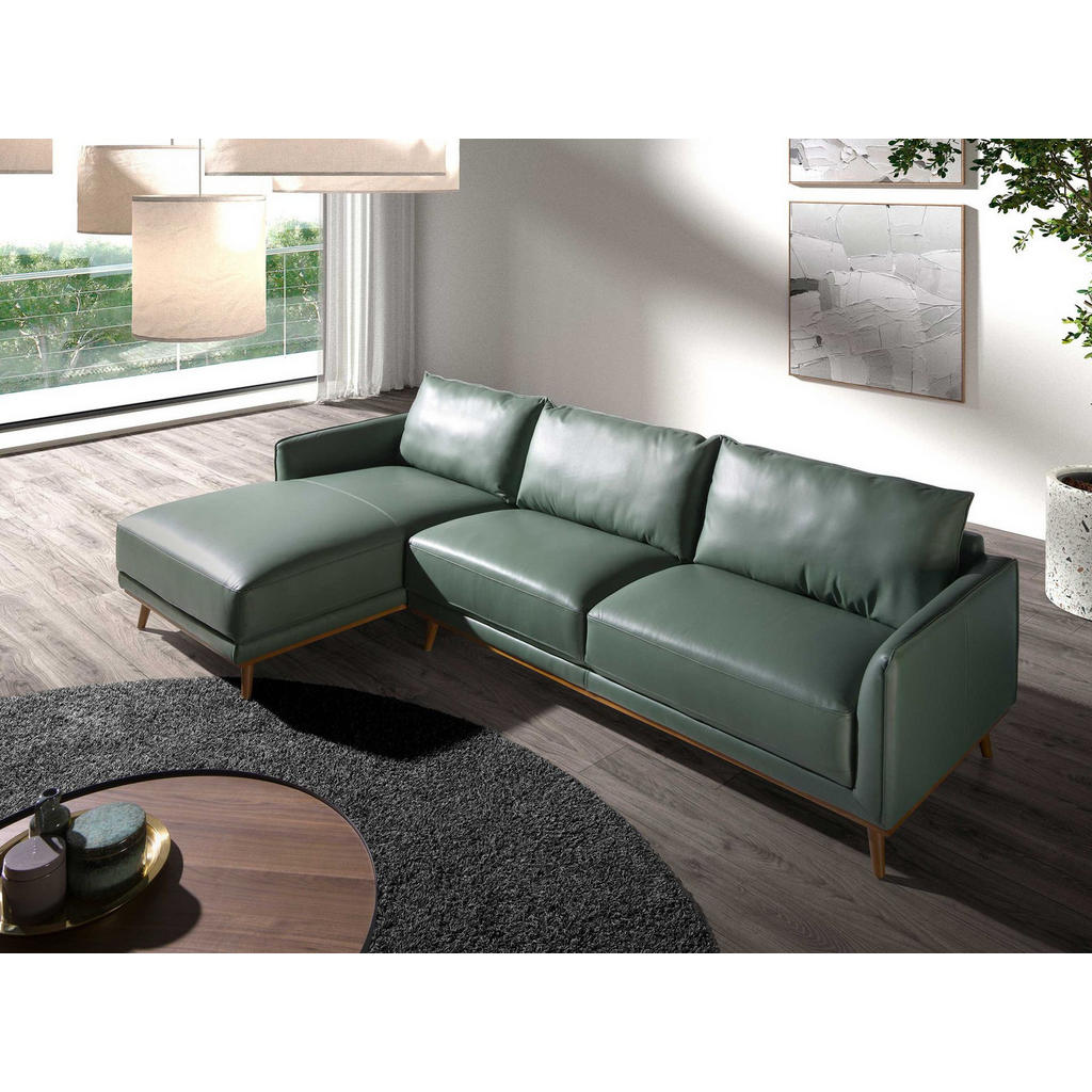 Thumbnail - Angel Cerda Ecksofa, Grün, Honig, Leder, L-Form, 295x160 cm, Wohnzimmer, Sofas & Couches, Wohnlandschaften, Ecksofas