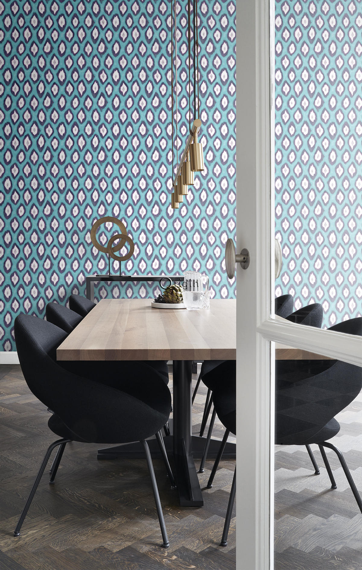 TAPETE Ikat-Motiv 53 cm x 10.05 m - Türkis, Papier (53/1000cm) - Origin Wallcoverings