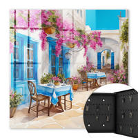 SCHLÜSSELBOX Schwarz 30x30 cm- Türöffnung nach rechts - Blumenallee - Blau, Metall (30/30/5cm) - TULUP