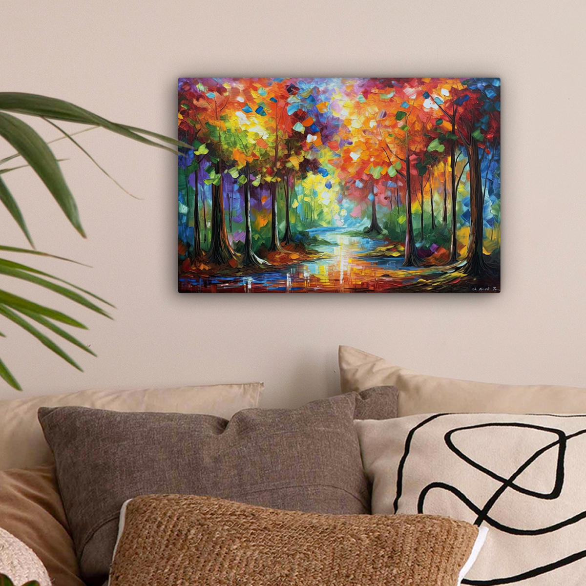 LEINWANDBILD Landschaft - Wald - Farben - Natur Deko Schlafzimmer 30x20 cm - Multicolor, Textil (30/20cm) - MuchoWow