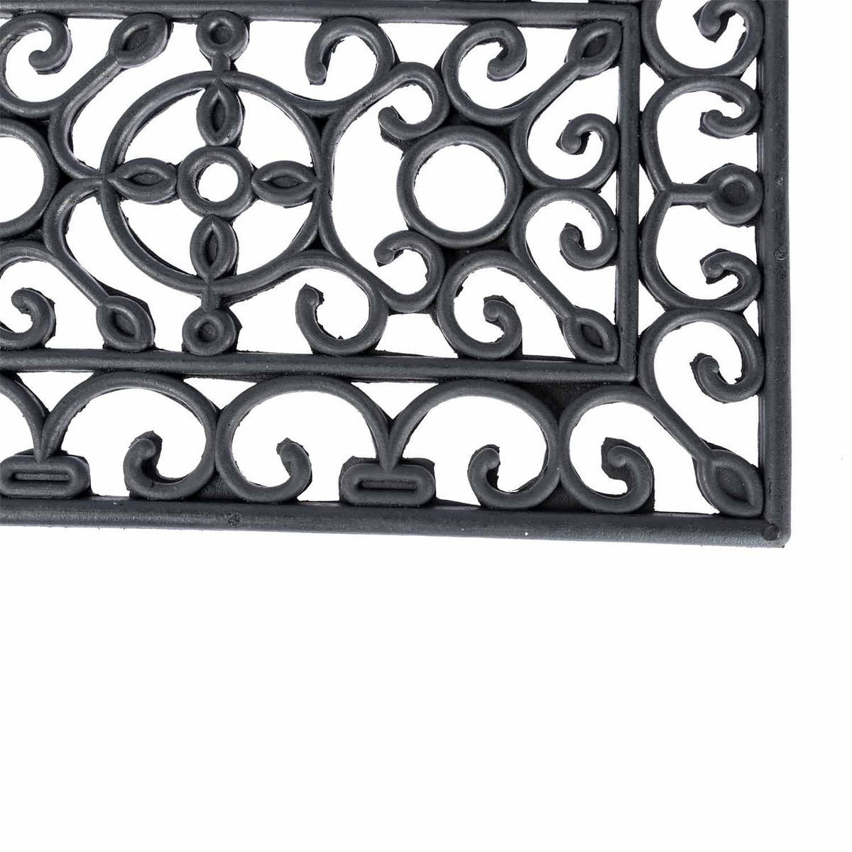 FUSSMATTE Ornament, Gummi 25/75 cm - Schwarz, Naturmaterialien (25/75cm) - Homescapes