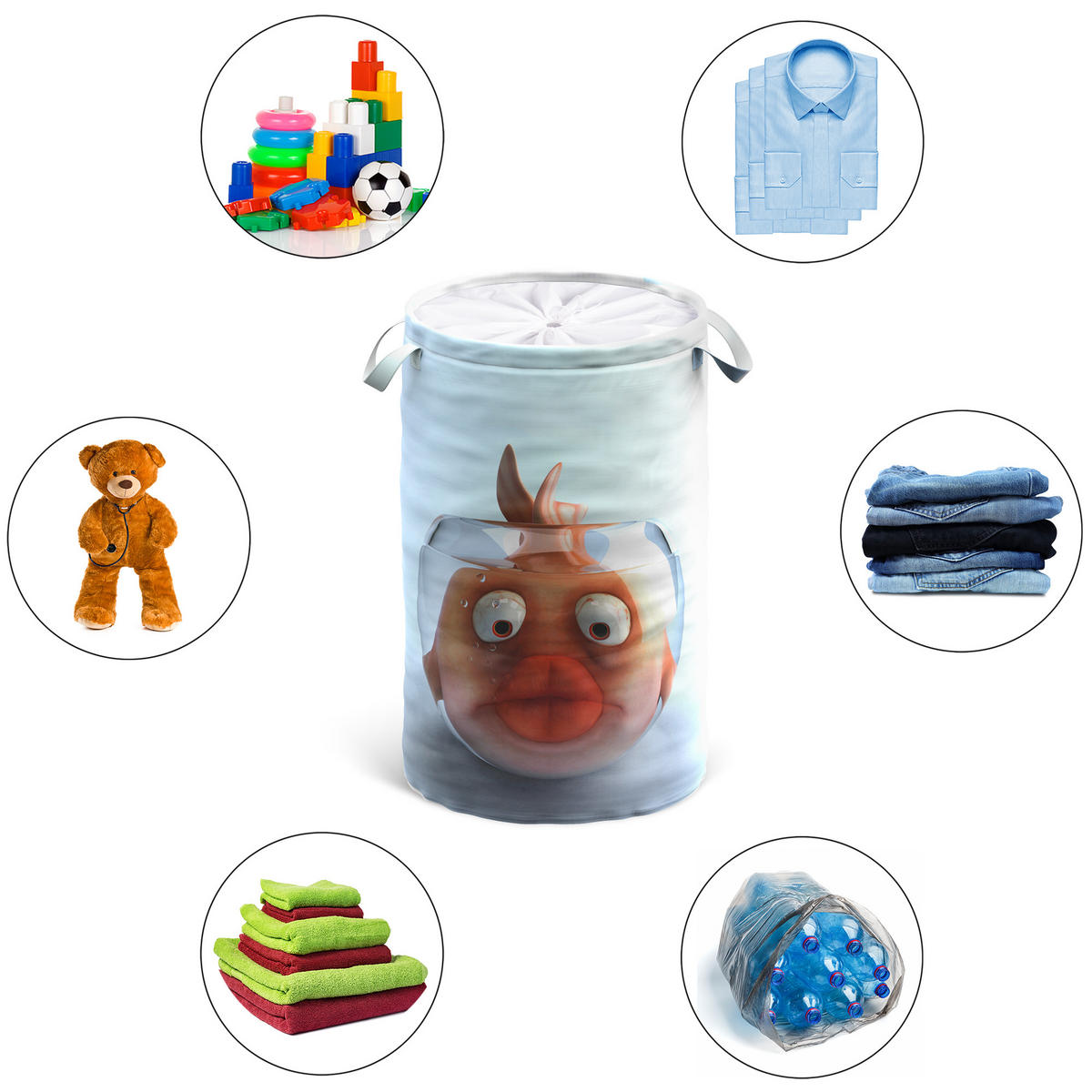 WÄSCHEKORB Goldfisch - Orange, Textil (37/55/55cm) - Sanilo