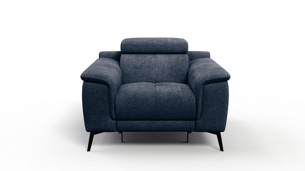 SESSEL FIERO mit Relaxfunktion, dunkelblau - Schwarz/Dunkelblau, Holzwerkstoff/Textil (114/82/103cm) - Courtois Laville