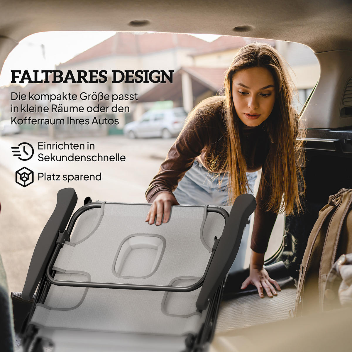 GARTENLIEGE mit Kopfkissen, für Garten, Balkon, Mesh, Dunkelgrau - Dunkelgrau, Metall (72/31/194cm) - Outsunny