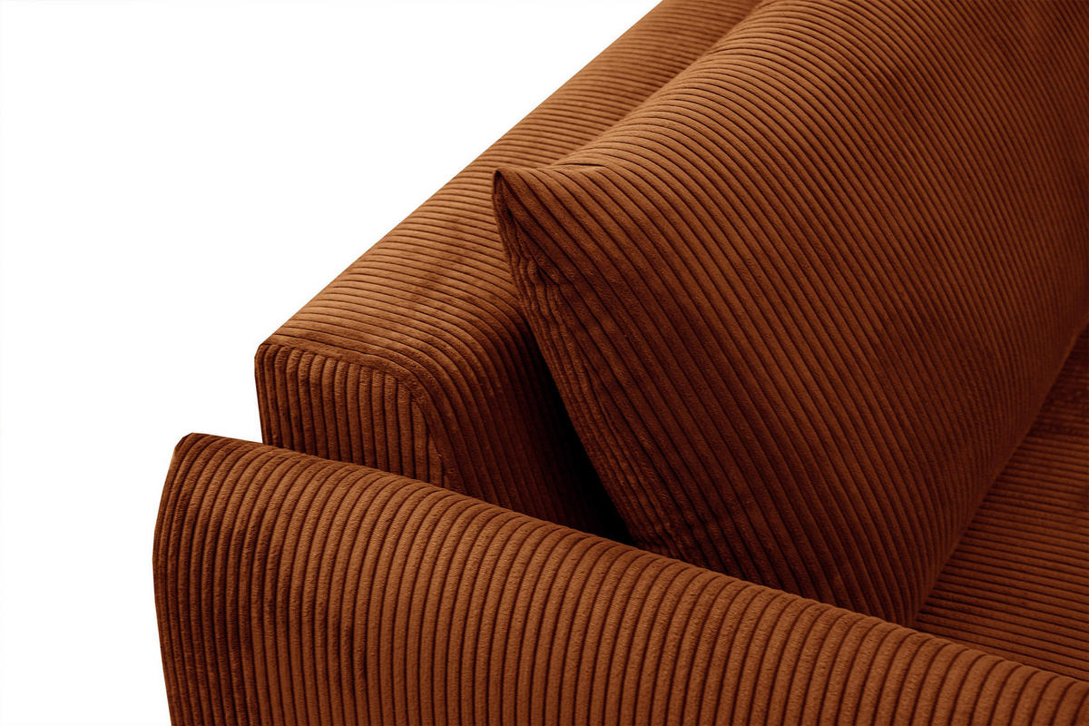 ECKSOFA TAUER 5-Sitzer, orange - Schwarz/Orange, Holzwerkstoff/Kunststoff (174/292cm) - Courtois Laville