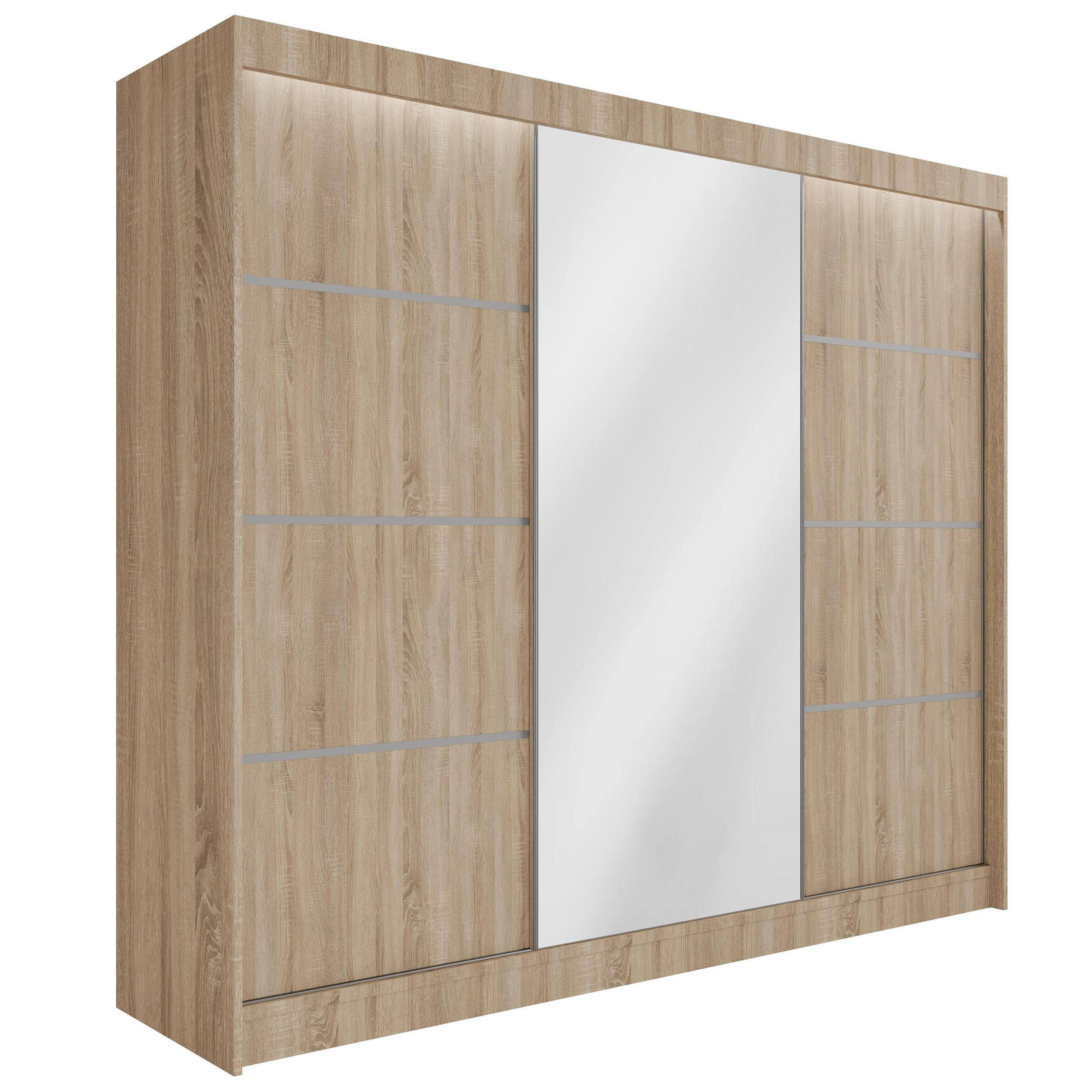 KLEIDERSCHRANK PAOKI mit LED - 250 cm - Sonoma Eiche - Sonoma Eiche, Holzwerkstoff (250/215/61cm) - ALTDECOR