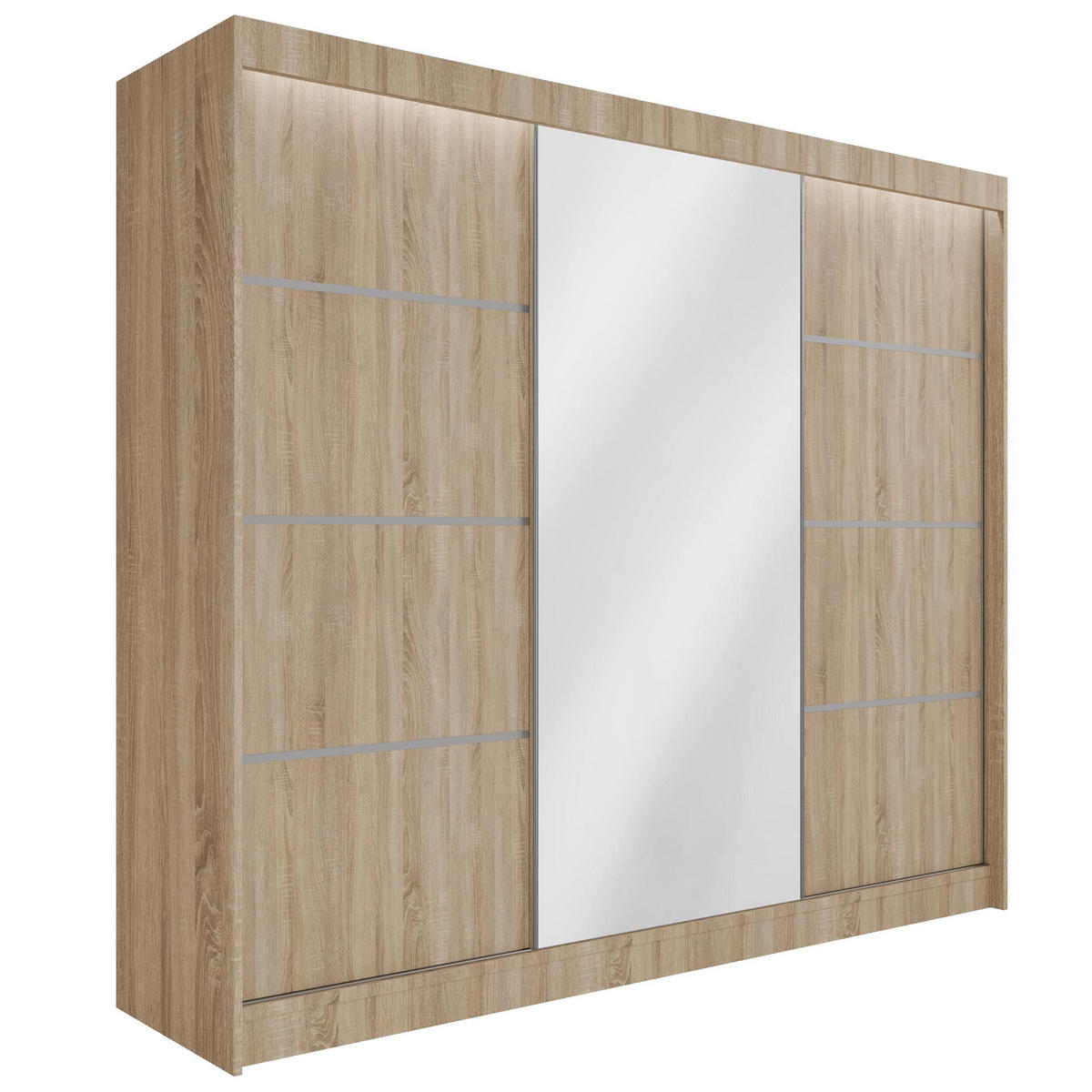 KLEIDERSCHRANK PAOKI mit LED - 250 cm - Sonoma Eiche - Sonoma Eiche, Holzwerkstoff (250/215/61cm) - ALTDECOR