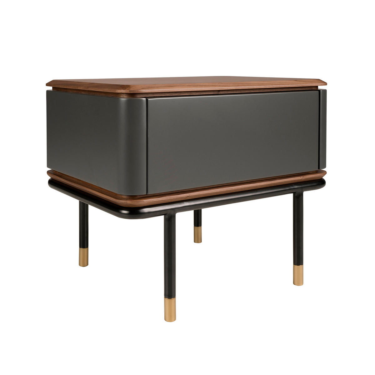NACHTSCHRANK Rechteckig Dunkelgrau Walnuss Gold 60/45/50 - Dunkelgrau, Holzwerkstoff (60/50/45cm) - ANGEL CERDA