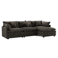 ECKSOFA 283x147x84 cm aus Chenille mit Hocker, dunkelgrau - Dunkelgrau, Textil (147/283cm) - Luhomfu
