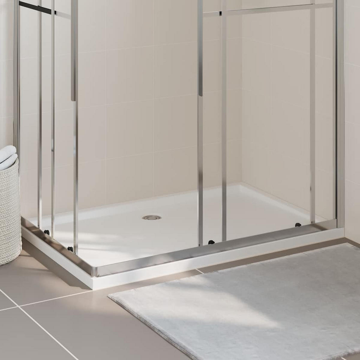 DUSCHTASSE Rechteckig Weiss 80/120 Cm - Weiß, Glas (120/4/80cm) - vidaXL