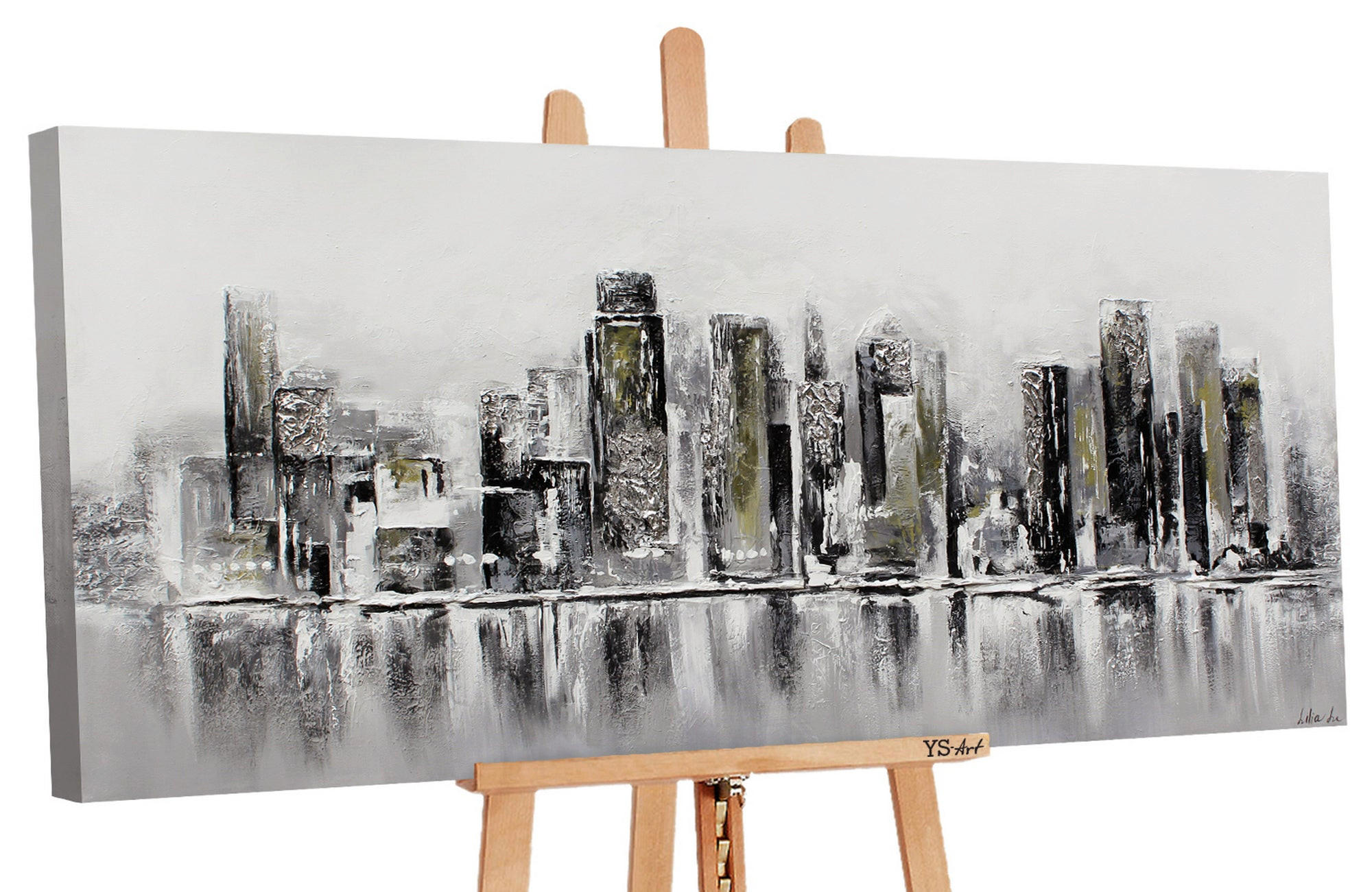 GEMÄLDE Megapolis auf Keilrahmen 200x100 cm - Schwarz, Holz (200/100cm) - YS-art gallery