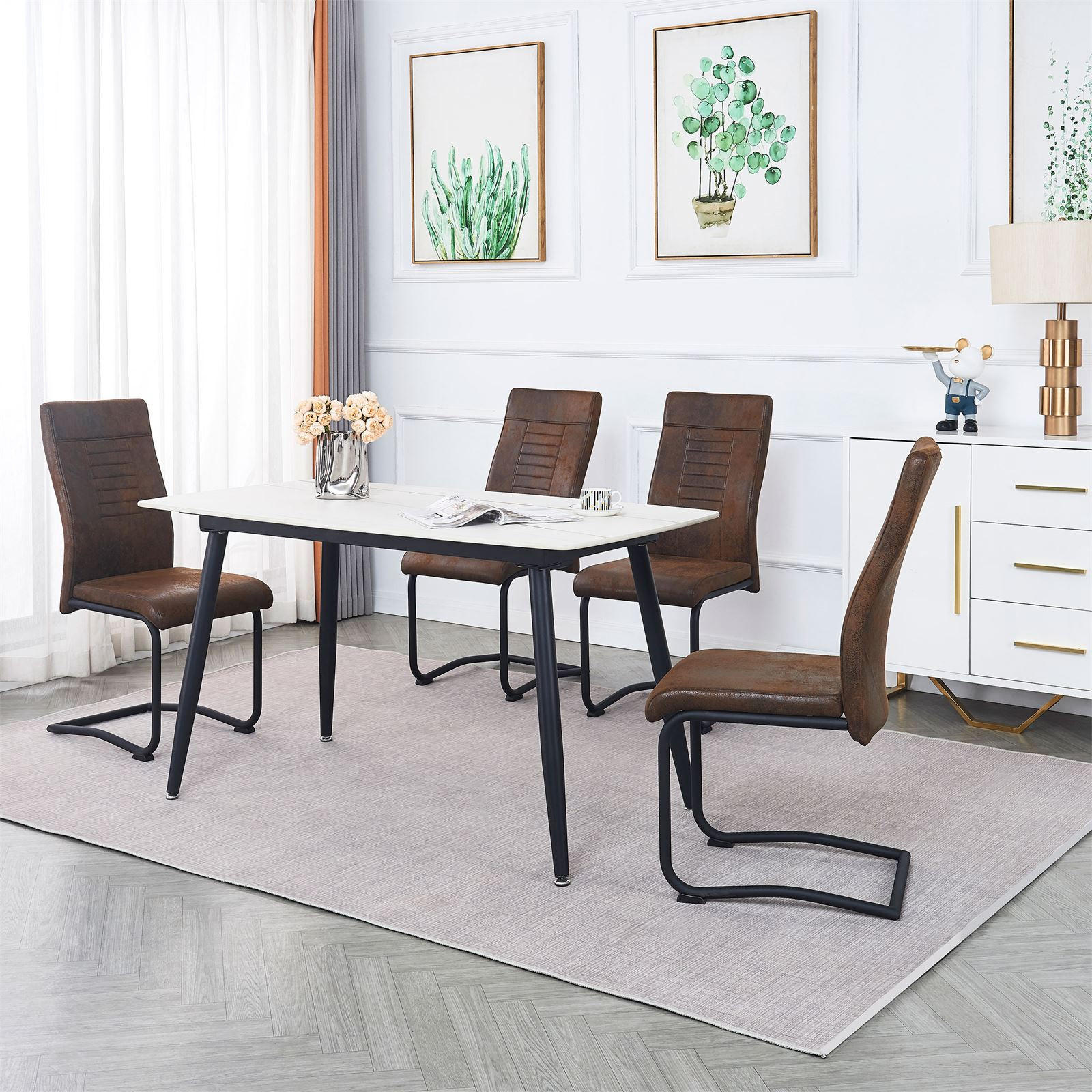 ESSZIMMERSTUHL ALBA 4ER-SET - Dunkelbraun/Schwarz, Textil (43/98/60cm) - CARO-Möbel