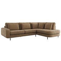 ROHOVÁ SEDAČKA CALENO L - Hnědá Hrubě tkaná žinylka - Levá Strana - černá/hnědá, kov/textil (317/225cm) - MKS